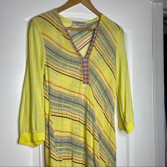 Anthro Aldomartins Yellow Multi Bamboo Dress size medium - Picture 6 of 7